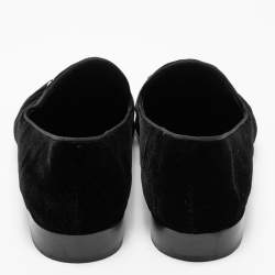 Pre Owned Giuseppe Zanotti Black Velvet Crystal Embellished Smoking Slippers Size 42.5