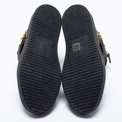 Pre Owned Giuseppe Zanotti Black Suede and Leather Coby High Top Sneakers Size 44.5