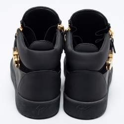 Pre Owned Giuseppe Zanotti Black Suede and Leather Coby High Top Sneakers Size 44.5