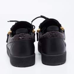 Pre Owned Giuseppe Zanotti Black Python Leather Frankie Double Zipper Sneakers Size 40