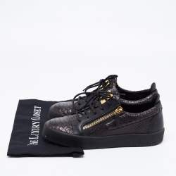 Pre Owned Giuseppe Zanotti Black Python Leather Frankie Double Zipper Sneakers Size 40