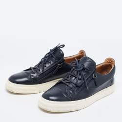 Pre Owned Giuseppe Zanotti Navy Black Leather Franky Sneakers Size 43