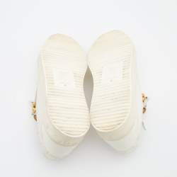 Pre Owned Giuseppe Zanotti White Croc Embossed Leather Frankie Low Top Sneakers Size 42