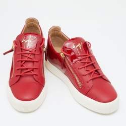 Giuseppe Zanotti Red Patent And Leather Frankie Low Top Sneakers Size 42
