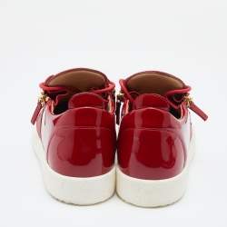 Giuseppe Zanotti Red Patent And Leather Frankie Low Top Sneakers Size 42