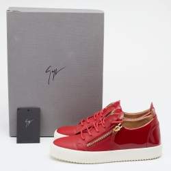Giuseppe Zanotti Red Patent And Leather Frankie Low Top Sneakers Size 42