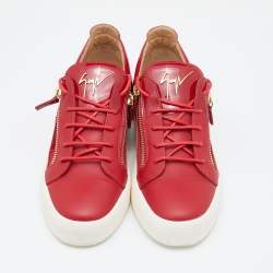 Giuseppe Zanotti Red Patent And Leather Frankie Low Top Sneakers Size 42