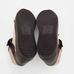 Pre Owned Giuseppe Zanotti Beige/Brown Python Embossed Leather Coby High Top Sneakers Size 42