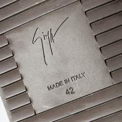 Pre Owned Giuseppe Zanotti Beige/Brown Python Embossed Leather Coby High Top Sneakers Size 42