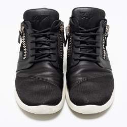 Giuseppe Zanotti Black Leather And  Mesh Side Zip Sneakers Size 42 