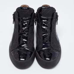 مملوكة مسبقًا Giuseppe Zanotti Black Patent Leather London High Top Sneakers Size 46