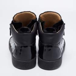 مملوكة مسبقًا Giuseppe Zanotti Black Patent Leather London High Top Sneakers Size 46