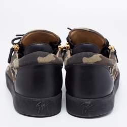 Giuseppe Zanotti Multicolor Camouflage Canvas and Leather Frankie Low Top Sneakers Size 46
