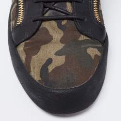 Giuseppe Zanotti Multicolor Camouflage Canvas and Leather Frankie Low Top Sneakers Size 46