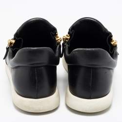 Pre Owned Giuseppe Zanotti Black Suede And Leather Zipper Low Top Sneakers Size 46