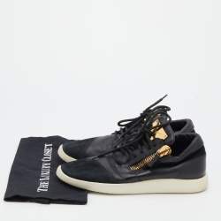 Giuseppe Zanotti Black Leather and Suede Runner Low Top Sneakers Size 42