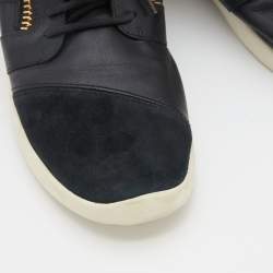 Giuseppe Zanotti Black Leather and Suede Runner Low Top Sneakers Size 42