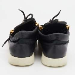 Giuseppe Zanotti Black Leather and Suede Runner Low Top Sneakers Size 42