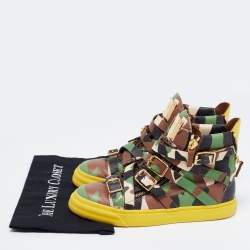Giuseppe Zanotti Multicolor Camo Print Leather London Multi Strap High Top Sneakers Size 40