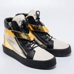 Giuseppe Zanotti Tri-Color Leather Hero V Strap High Top Sneakers Size 43