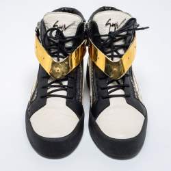 Giuseppe Zanotti Tri-Color Leather Hero V Strap High Top Sneakers Size 43