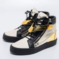 Giuseppe Zanotti Tri-Color Leather Hero V Strap High Top Sneakers Size 43