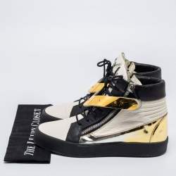 Giuseppe Zanotti Tri-Color Leather Hero V Strap High Top Sneakers Size 43