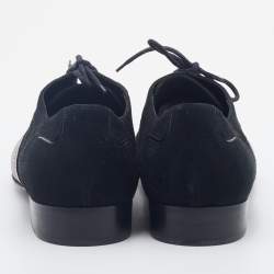 Pre Owned Giuseppe Zanotti Black Suede Studded Lace Up Oxfords Size 43