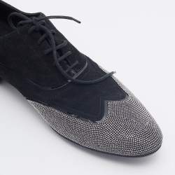 Pre Owned Giuseppe Zanotti Black Suede Studded Lace Up Oxfords Size 43