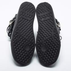 مملوكة مسبقًا Giuseppe Zanotti Black Leather Metal Chain Embellished London Lindos High Top Sneakers Size 44
