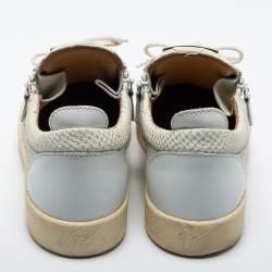 Giuseppe Zanotti White Python Embossed Leather London Low Top Sneakers Size 44