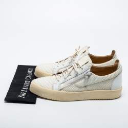 Giuseppe Zanotti White Python Embossed Leather London Low Top Sneakers Size 44