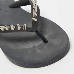 Giuseppe Zanotti Black Rubber Sunset Chain Detail Thong Slides Size 41