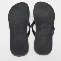 Giuseppe Zanotti Black Rubber Sunset Chain Detail Thong Slides Size 41