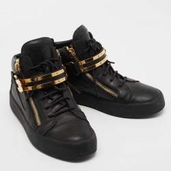 Pre Owned Giuseppe Zanotti Black Leather High Top Sneakers Size 42