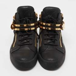 Pre Owned Giuseppe Zanotti Black Leather High Top Sneakers Size 42