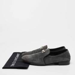 Giuseppe Zanotti Grey Suede Archibald Smoking Slippers Size 41.5