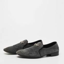 Giuseppe Zanotti Grey Suede Archibald Smoking Slippers Size 41.5