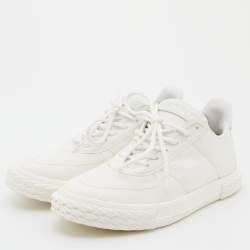 Pre Owned Giuseppe Zanotti White Fabric and Leather Low Top Sneakers Size 42.5