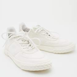 Pre Owned Giuseppe Zanotti White Fabric and Leather Low Top Sneakers Size 42.5