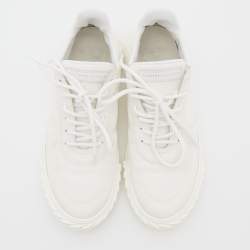 Pre Owned Giuseppe Zanotti White Fabric and Leather Low Top Sneakers Size 42.5