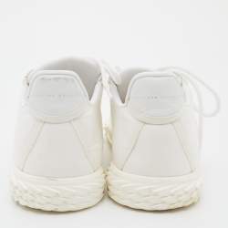 Pre Owned Giuseppe Zanotti White Fabric and Leather Low Top Sneakers Size 42.5