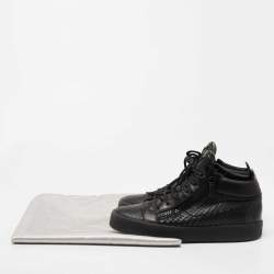 Pre Owned Giuseppe Zanotti Black Leather Double Zip High Top Sneakers Size 44