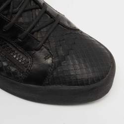 Pre Owned Giuseppe Zanotti Black Leather Double Zip High Top Sneakers Size 44