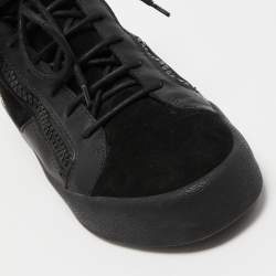 Giuseppe Zanotti Black Leather and Suede High Top Sneakers Size 42