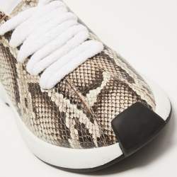 Giuseppe Zanotti Brown/Beige Python Embossed Leather Low Top Sneakers Size 42