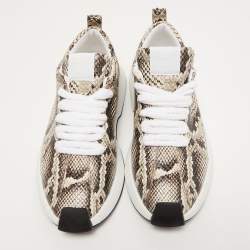 Giuseppe Zanotti Brown/Beige Python Embossed Leather Low Top Sneakers Size 42