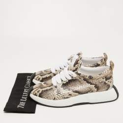 Giuseppe Zanotti Brown/Beige Python Embossed Leather Low Top Sneakers Size 42