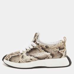 Giuseppe Zanotti Brown/Beige Python Embossed Leather Low Top Sneakers Size 42