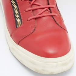 Giuseppe Zanotti Red Leather Double Zipper High Top Sneakers Size 43